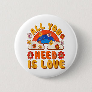 PEACE SIGN LOVE Tie Dye Groovy 2 Inch Round Button