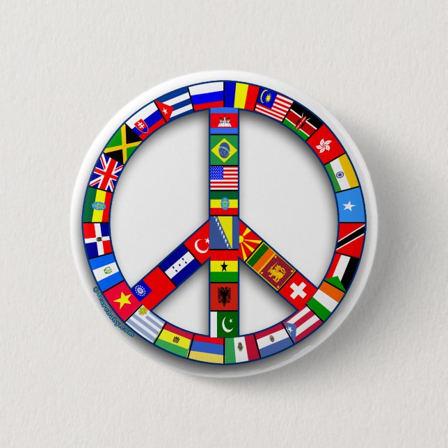 Peace Sign Made of Flags T-shirts, Mugs, Gifts 2 Inch Round Button (Front)