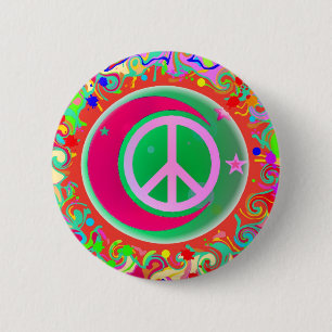 Peace Sign, Moon, Stars & Everything 2 Inch Round Button