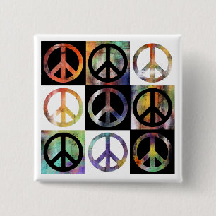 Peace Sign Mosaic 2 Inch Square Button