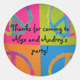 peace sign motif round sticker