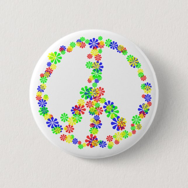 Peace Sign of Flowers 2 Inch Round Button (Front)