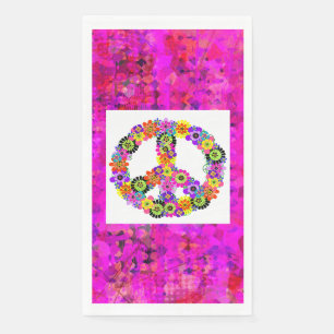 Peace Sign on Petals Napkin