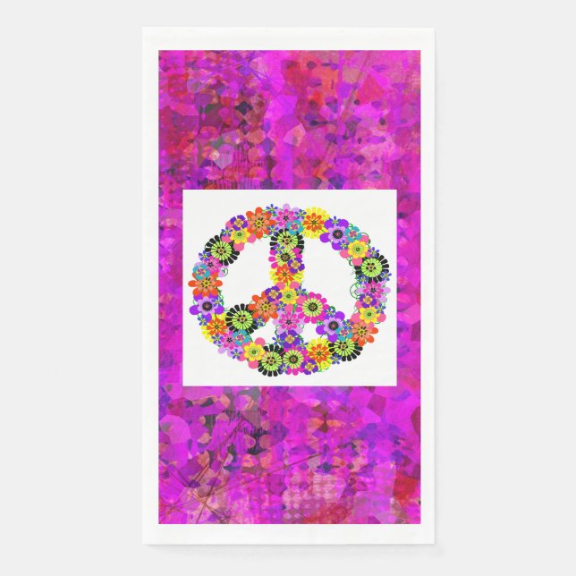Peace Sign on Petals Napkin (Front)