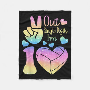 Peace sign out single digits 10 volleyball 10th fleece blanket
