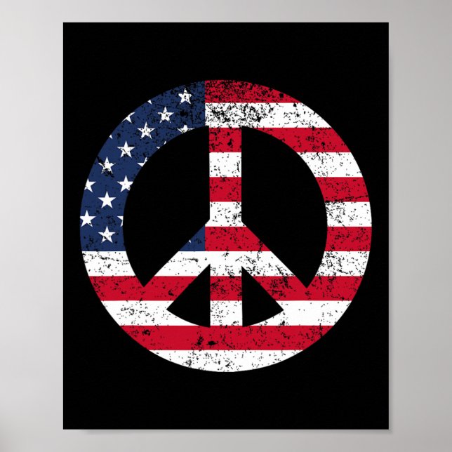 Peace Sign Patriotic Usa Flag Peace And Love  (Front)