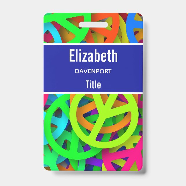 Peace Sign Pattern Groovy Sixties Vibe Badge (Front)