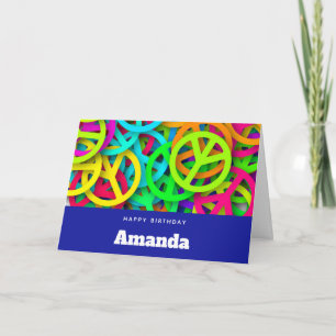 Peace Sign Pattern Groovy Sixties Vibe Birthday Card
