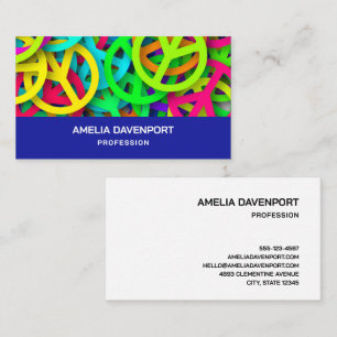 Peace Sign Pattern Groovy Sixties Vibe Business Card