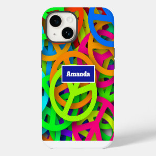 Peace Sign Pattern Groovy Sixties Vibe iPhone 14 Case