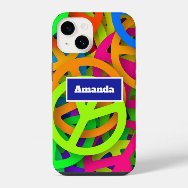 Peace Sign Pattern Groovy Sixties Vibe iPhone Case (Back)