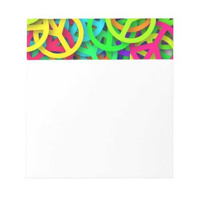 Peace Sign Pattern Groovy Sixties Vibe Notepad (Front)