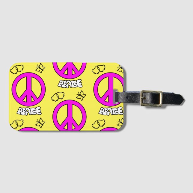 PEACE SIGN PATTERN, LUGGAGE TAG (Front Horizontal)