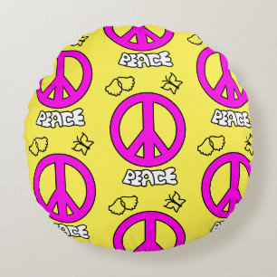 PEACE SIGN PATTERN, ROUND PILLOW