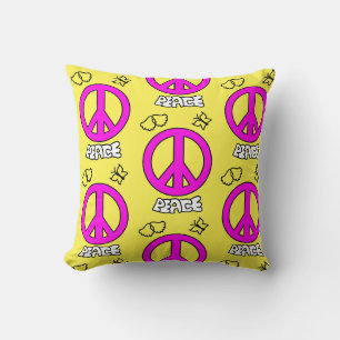 PEACE SIGN PATTERN, THROW PILLOW