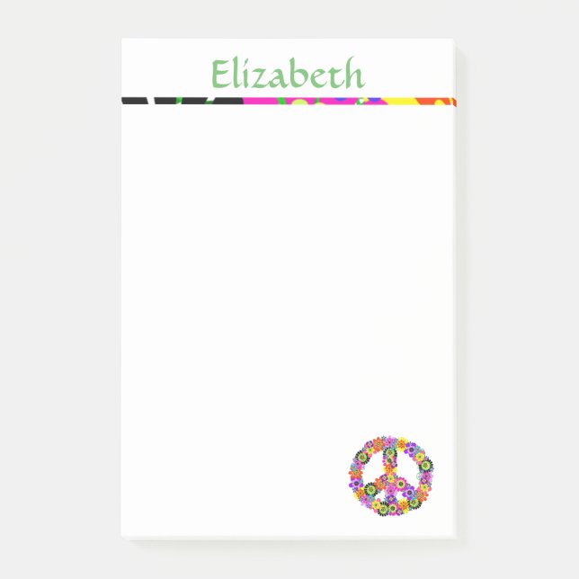 Peace Sign Personalized with Name Post-it Notes (Front)