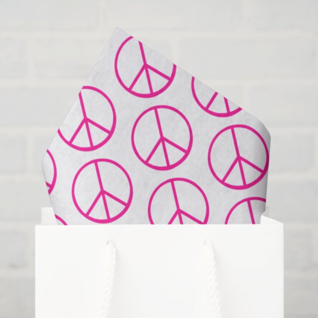 Peace Sign Pink Groovy Colorful Fun Tissue Paper (Gift Bag)