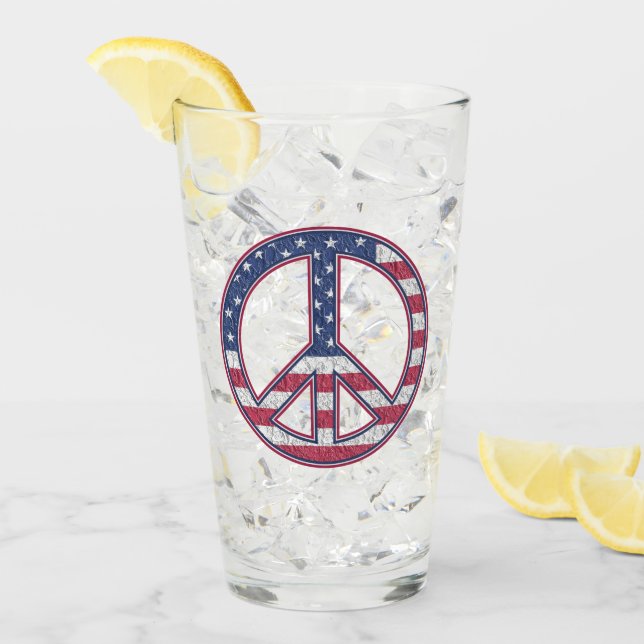 Peace Sign  Pint Drinking Glass (Front Ice)