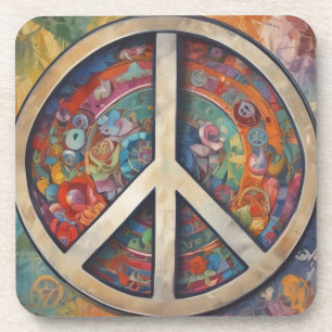 Peace Sign Pop Art Coaster