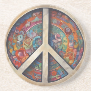 Peace Sign Pop Art Coaster