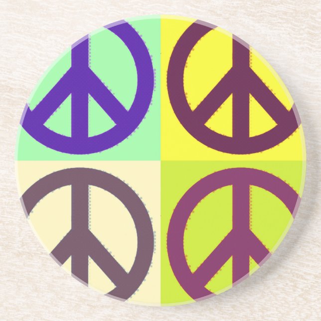 Peace Sign Pop Art Coaster (Front)