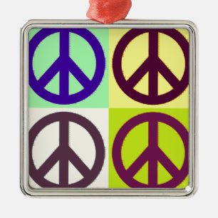 Peace Sign Pop Art Metal Ornament