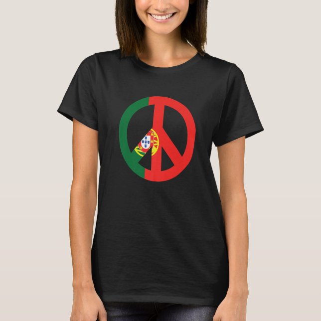 Peace Sign Portugal Flag T-Shirt (Front)