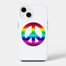 Peace Sign Rainbow in Hippie Brights on White