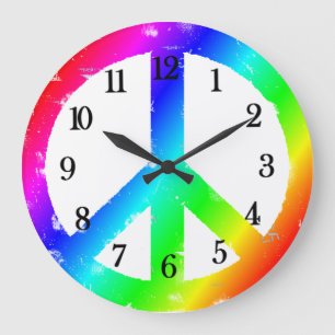 Peace Sign Rainbow Peace Clock