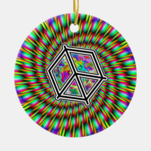 PEACE SIGN - RAINBOW SPIRAL CERAMIC ORNAMENT