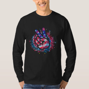 Peace Sign Red White Blue Patriotic Hippie Usa Fla T-Shirt