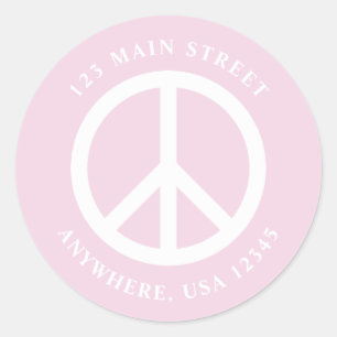 peace sign retro lilac boho return address label