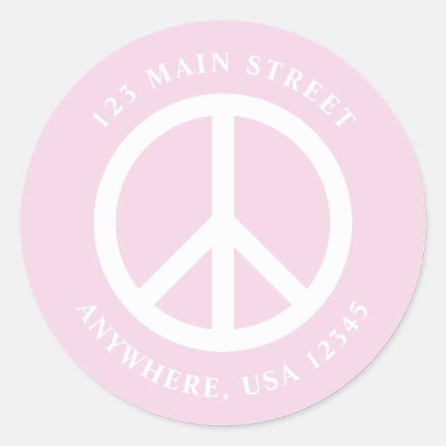 peace sign retro lilac boho return address label (Front)