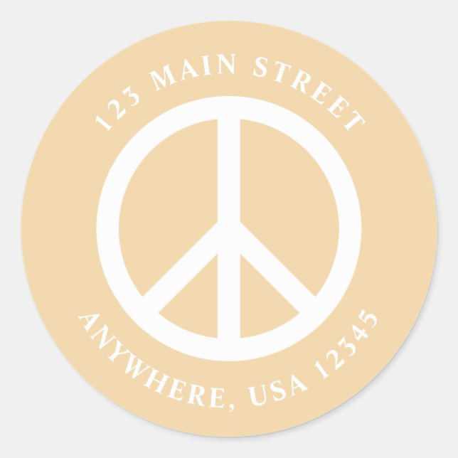 Peace Sign Retro yellow Address Label (Front)
