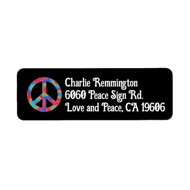 Peace Sign Return Address Labels Rainbow Hippy  (Front)