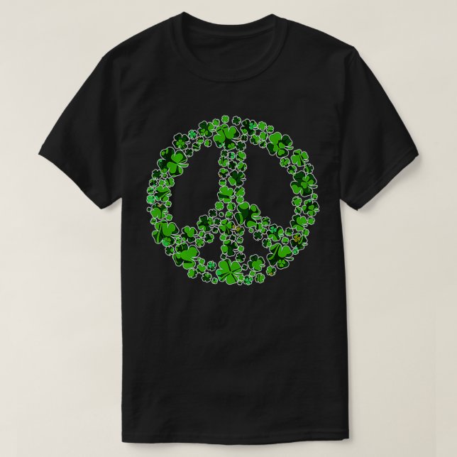 Peace Sign Shamrock St Patricks Day Irish Gift  T-Shirt (Design Front)