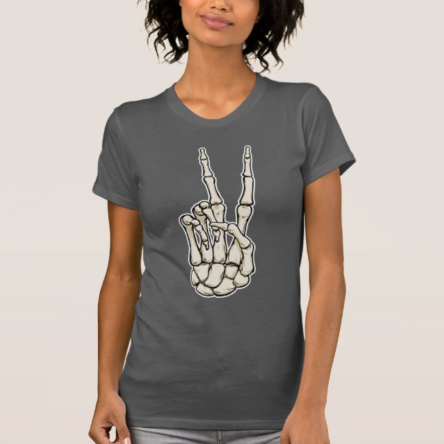 Peace Sign Skeleton Hand T-Shirt (Front)