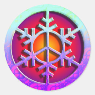 Peace Sign Snowflake Classic Round Sticker