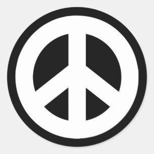 Peace Sign Sticker - White on Black