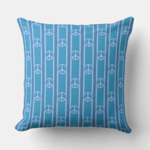 Peace Sign Striped Throw Pillow