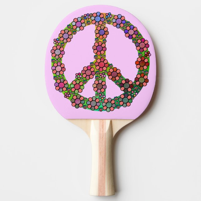 Peace Sign Symbol Flowers Pretty Ping Pong Paddle (Front)