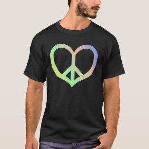 Peace Sign Symbol Heart Hippie 60s Freedom Retro W T-Shirt