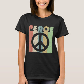Peace Sign Symbol Inspiring Quote Retro Vintage Gr T-Shirt