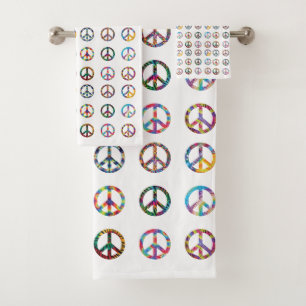 Peace Sign Symbol Rainbow Colour Bathroom Set
