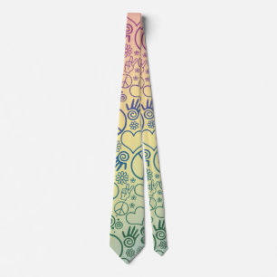Peace Sign Symbol Rainbow Tie