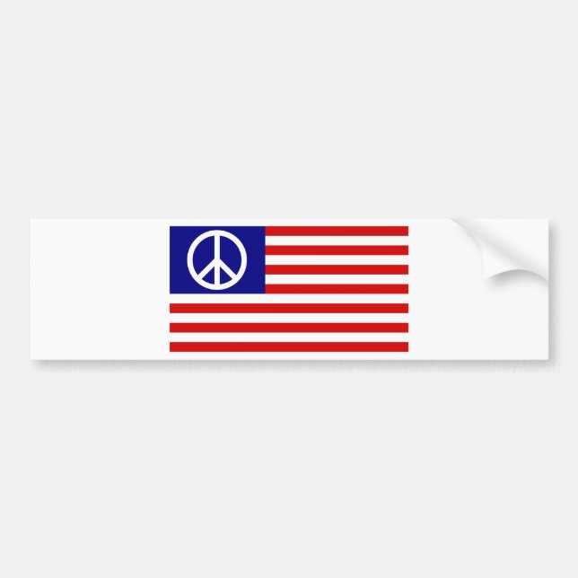 Peace Sign Symbol US Stars & Stripes American Flag Bumper Sticker (Front)