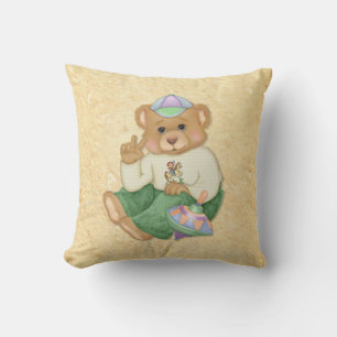 Peace Sign Teddy Bear Throw Pillow