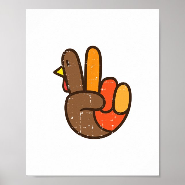 peace sign turkey hand cool thanksgiving hippie me (Front)