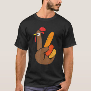 Peace Sign Turkey Hand Funny Thanksgiving T-Shirt