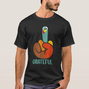 Peace Sign Turkey Hand Grateful Funny Thanksgiving T-Shirt